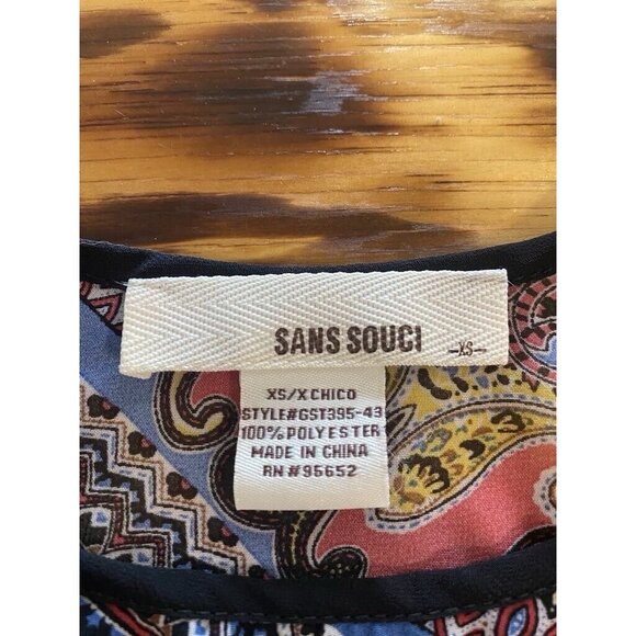 Sans Souci Tank Top Size XS Semi-sheer geometric print‎ Festival Colorful - Picture 3 of 8